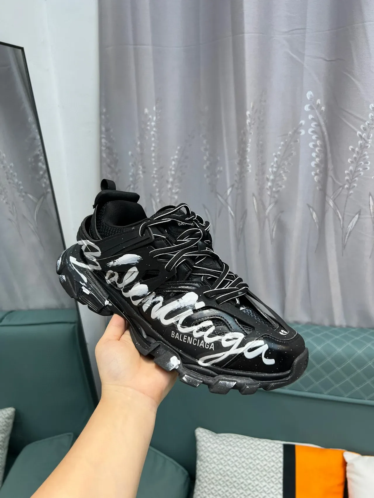 Balenciaga Runner Black Graffiti Logo Chunky Sneakers 6