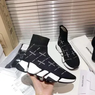 Balenciaga Speed Trainer কালো এবং সাদা বোনা লাইফস্টাইল স্নিকার