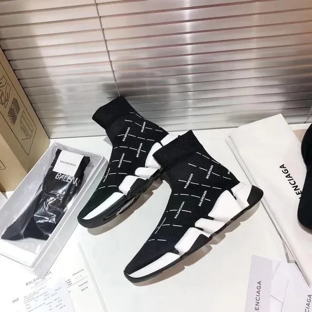 Balenciaga Speed Trainer কালো এবং সাদা বোনা লাইফস্টাইল স্নিকার 6