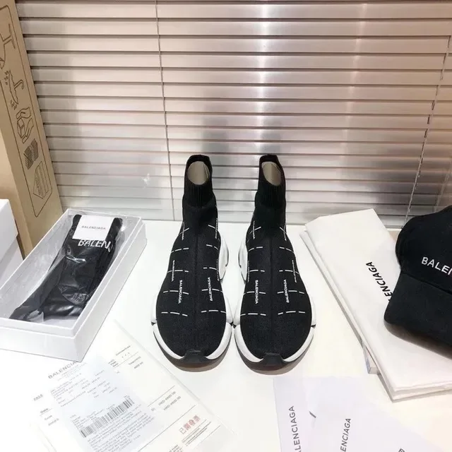 Balenciaga Speed Trainer কালো এবং সাদা বোনা লাইফস্টাইল স্নিকার 7
