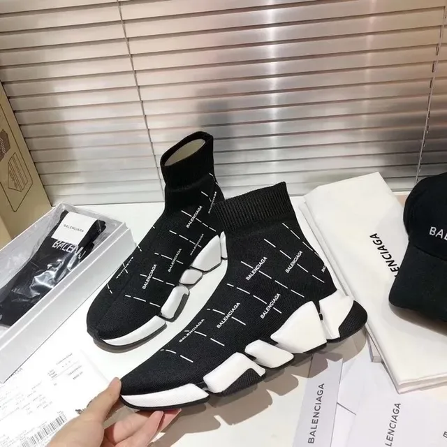 Balenciaga Speed Trainer কালো এবং সাদা বোনা লাইফস্টাইল স্নিকার 8