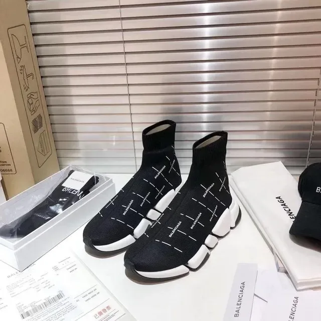 Balenciaga Speed Trainer কালো এবং সাদা বোনা লাইফস্টাইল স্নিকার 9
