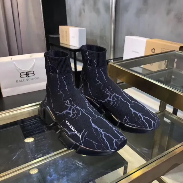 Balenciaga Speed Trainer Black Lightning Bolt Lifestyle Sneakers 5