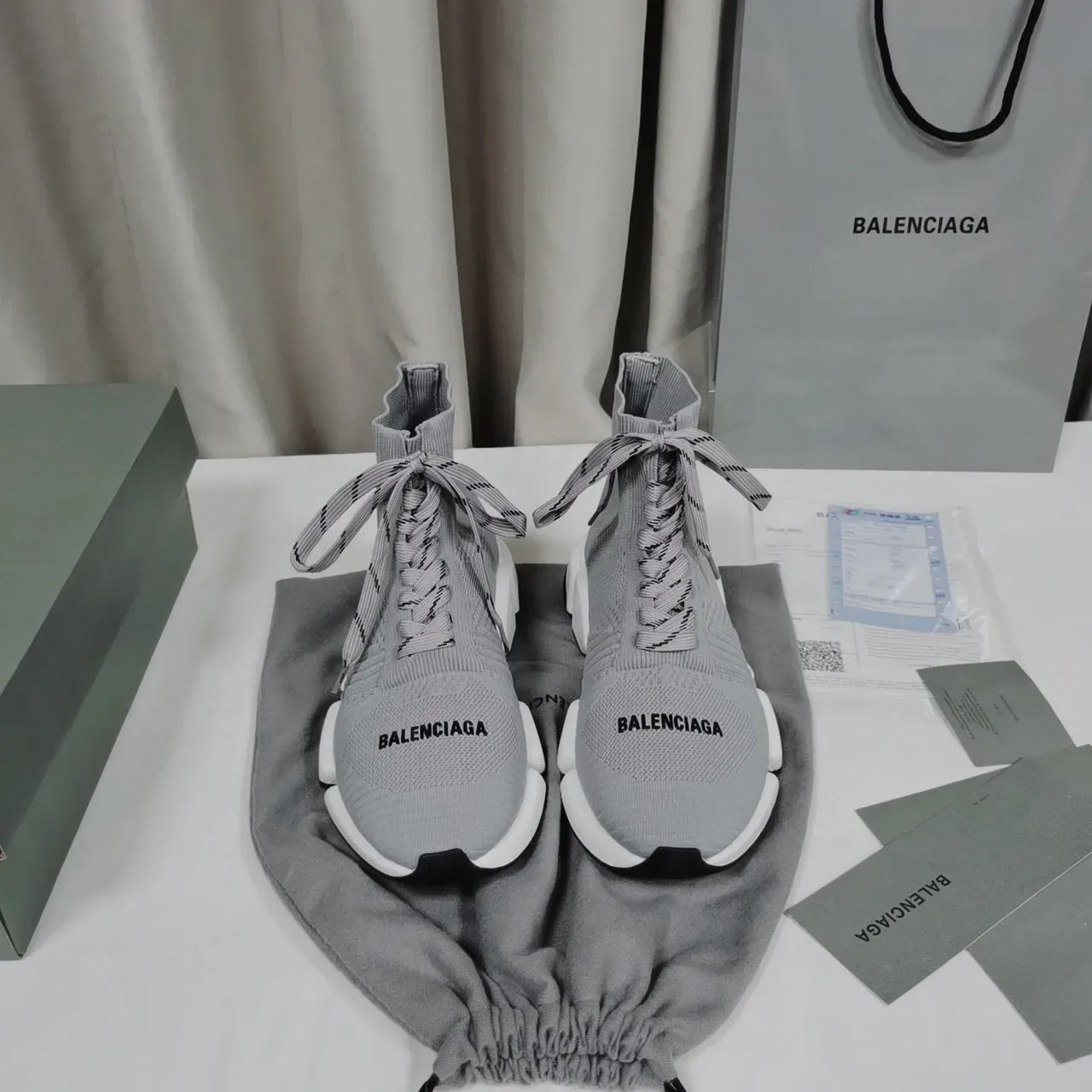 Balenciaga Speed Trainer Gray Knit Lifestyle Sneakers 7