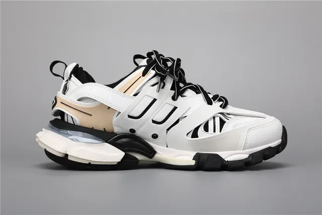 Balenciaga Track Sneaker أبيض أسود بيج حذاء أسلوب حياة 8