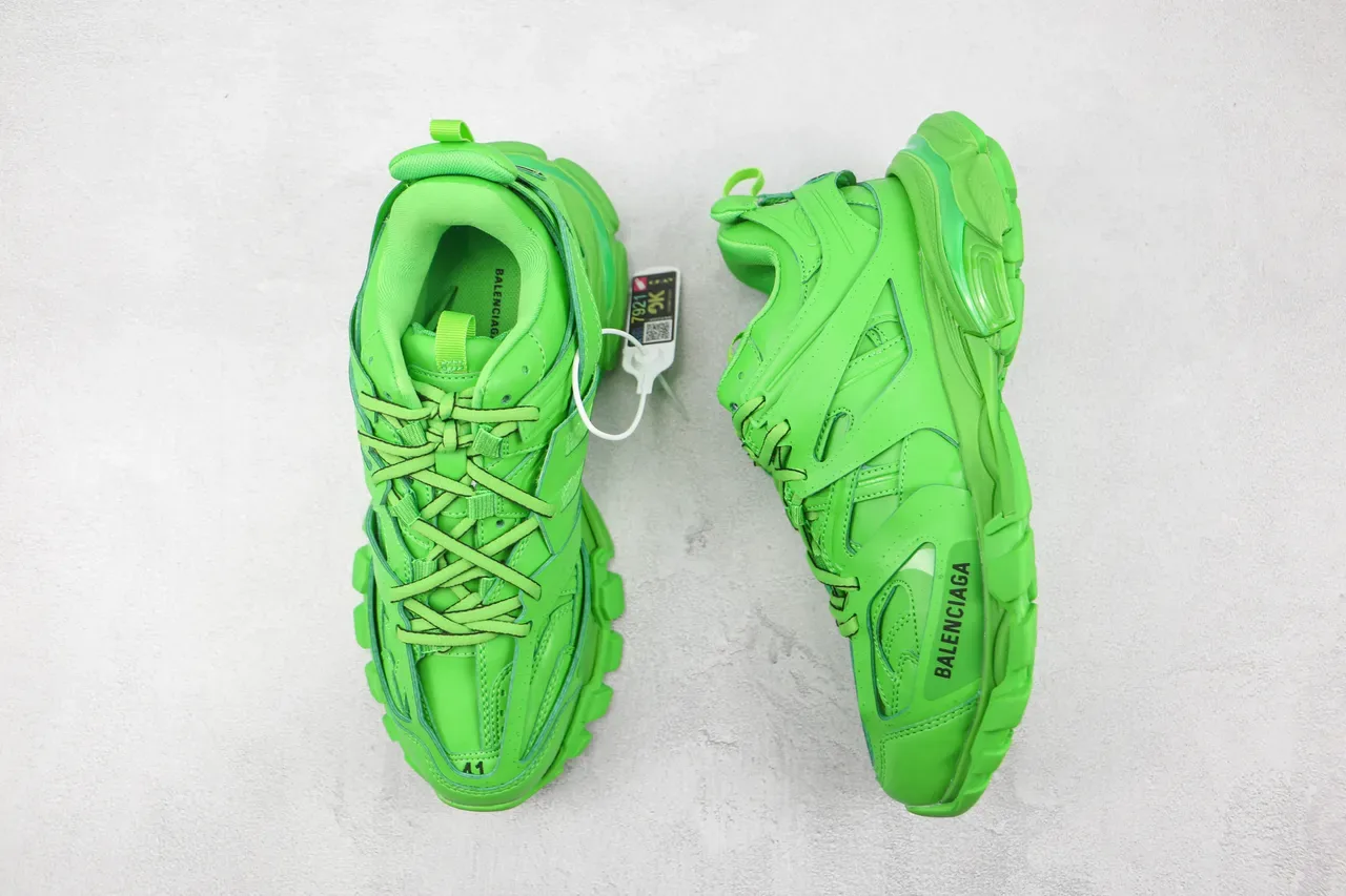 Balenciaga Track Trainer 霓虹绿厚底运动鞋 3