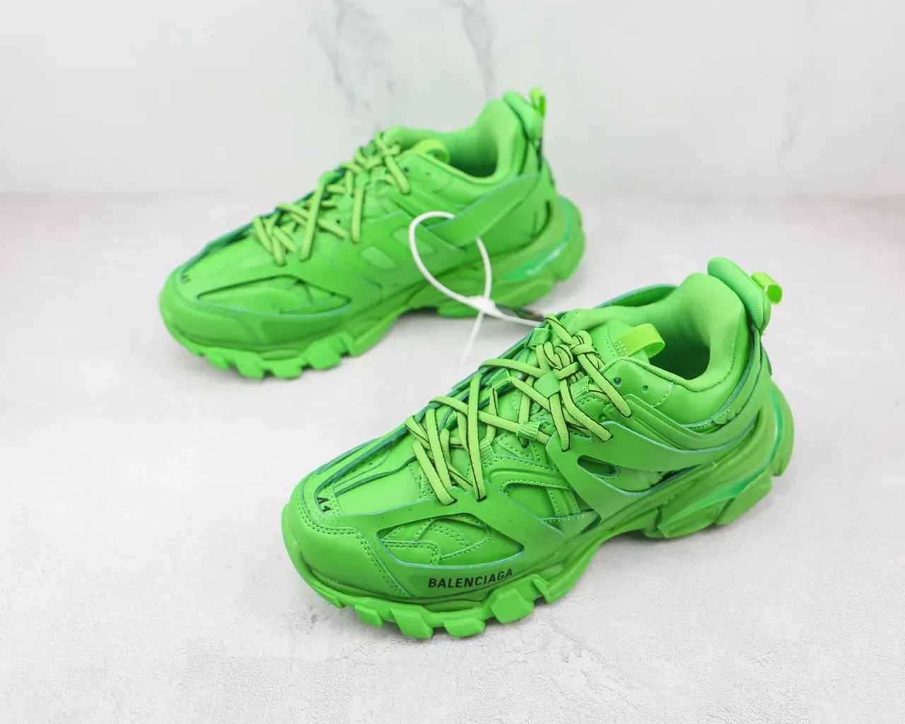 Balenciaga Track Trainer 霓虹绿厚底运动鞋 4