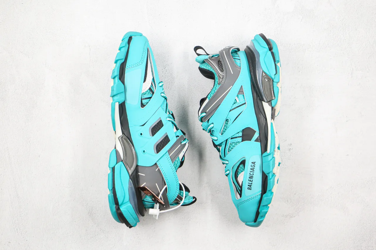 Balenciaga Track Trainer Turquoise Black Chunky Sneakers 7