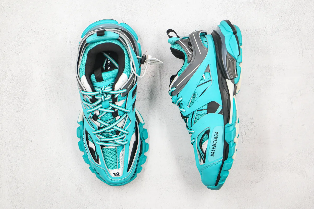 Balenciaga Track Trainer Turquoise Black Chunky Sneakers 8