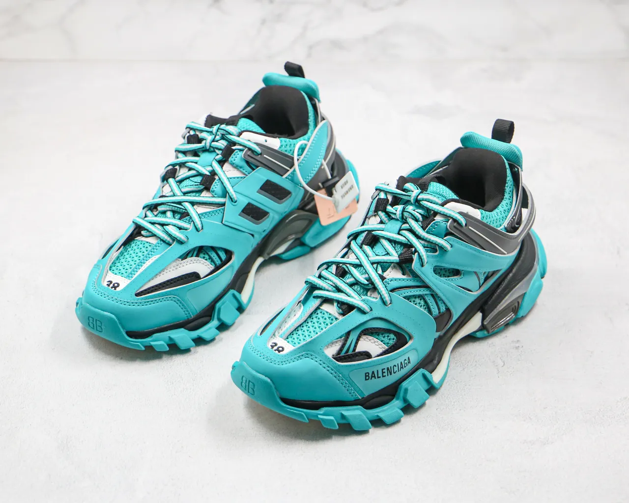 Balenciaga Track Trainer Turquoise Black Chunky Sneakers 9