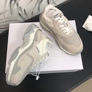 Balenciaga Triple S Beige Gray White Chunky Sneakers