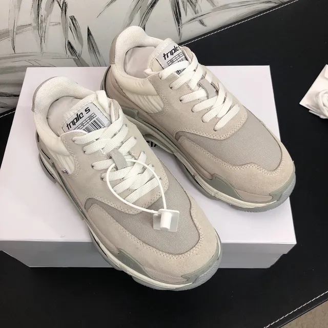 Balenciaga Triple S Beige Gray White Chunky Sneakers 2