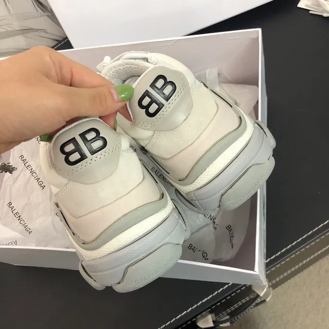 Balenciaga Triple S Beige Gray White Chunky Sneakers 4