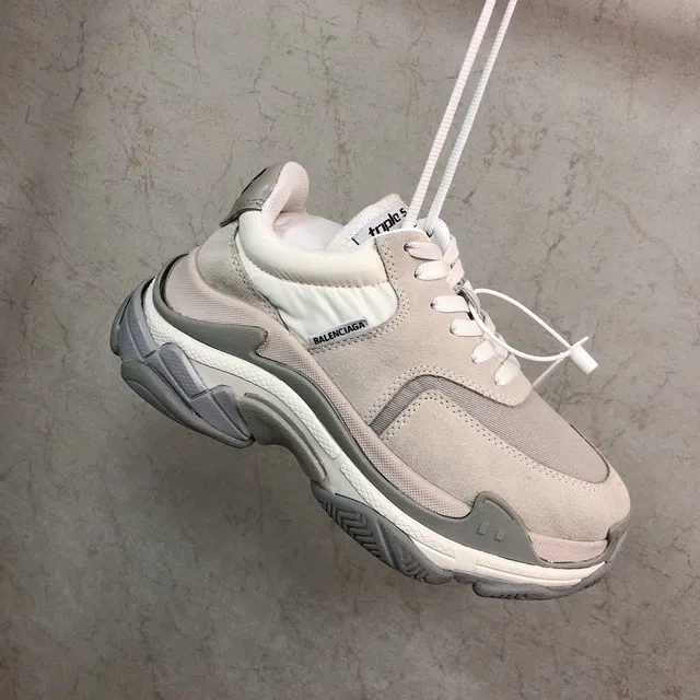 Balenciaga Triple S Beige Gray White Chunky Sneakers 5