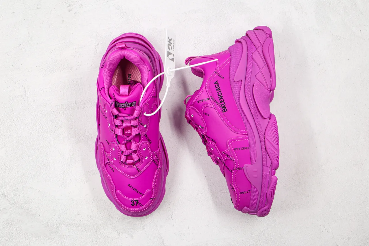 Balenciaga Triple S Monochromatic Pink Chunky Sneakers 8