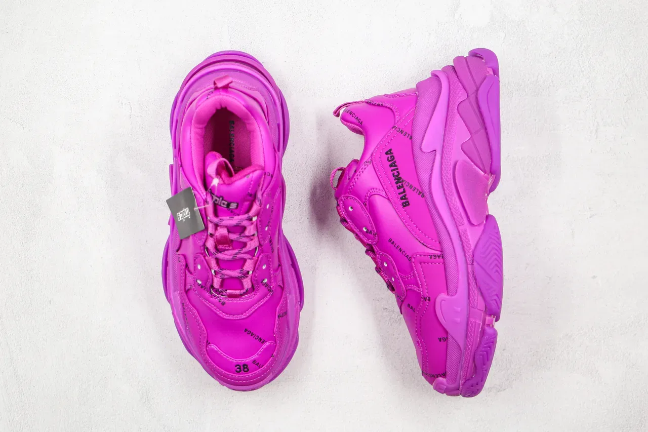 Balenciaga Triple S Monochrome Pink Chunky Sneakers 10