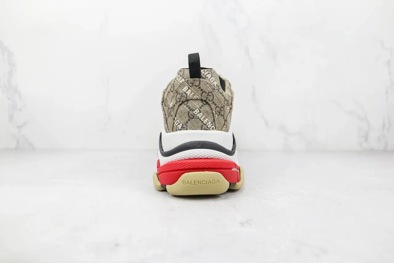 Balenciaga Triple S Monogram Beige Red Gum চাঙ্কি স্নিকার্স 8