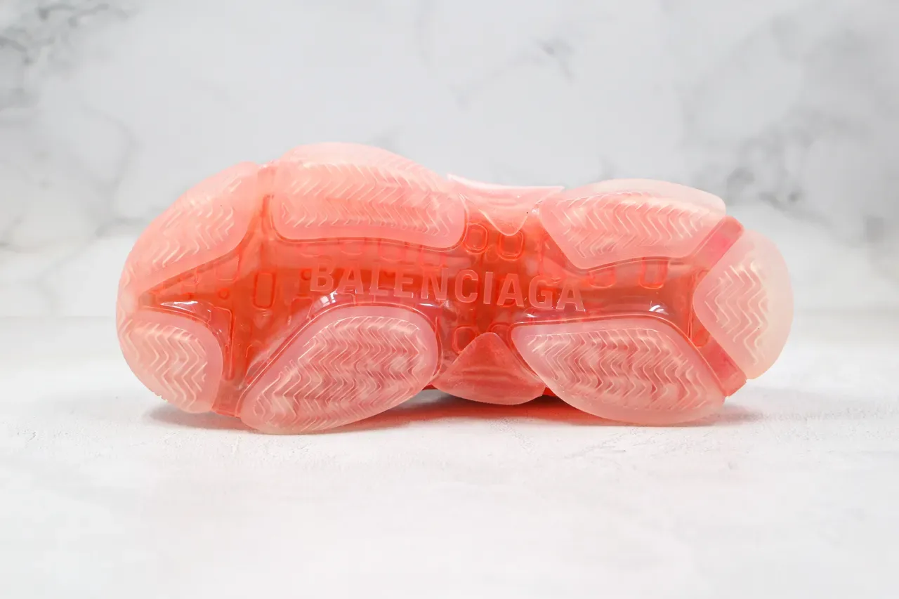 Balenciaga Triple S White and Red Translucent Sole Chunky Sneakers 2