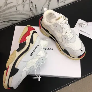 Balenciaga Triple S White Black Red Beige Chunky Sneakers