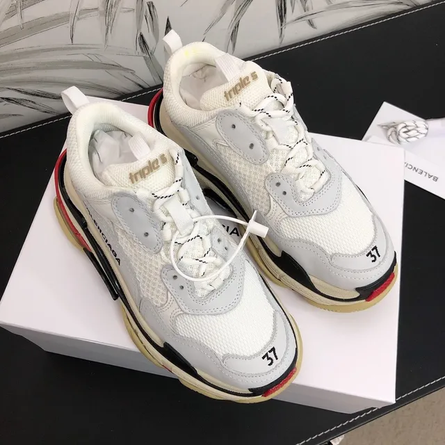 Balenciaga Triple S White Black Red Beige Chunky Sneakers 2