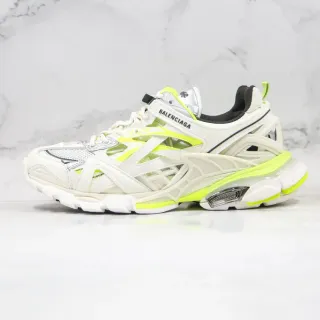 Balenciaga blanc/jaune upper cage multicouche semelle oversized sculptée chunky sneakers