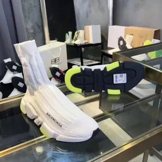 Balenciaga White Yellow Sock-Fit Knit Upper Sculpted Multi-Layered Midsole Lifestyle Sneakers