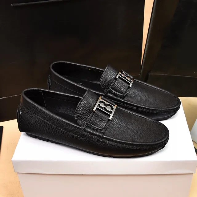 Balmain B-Court Mocasines de cuero negro granulado 8