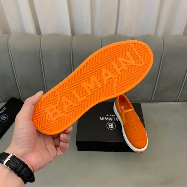 Balmain B-Court Zapatillas Lifestyle Naranja Monograma Slip-On 2