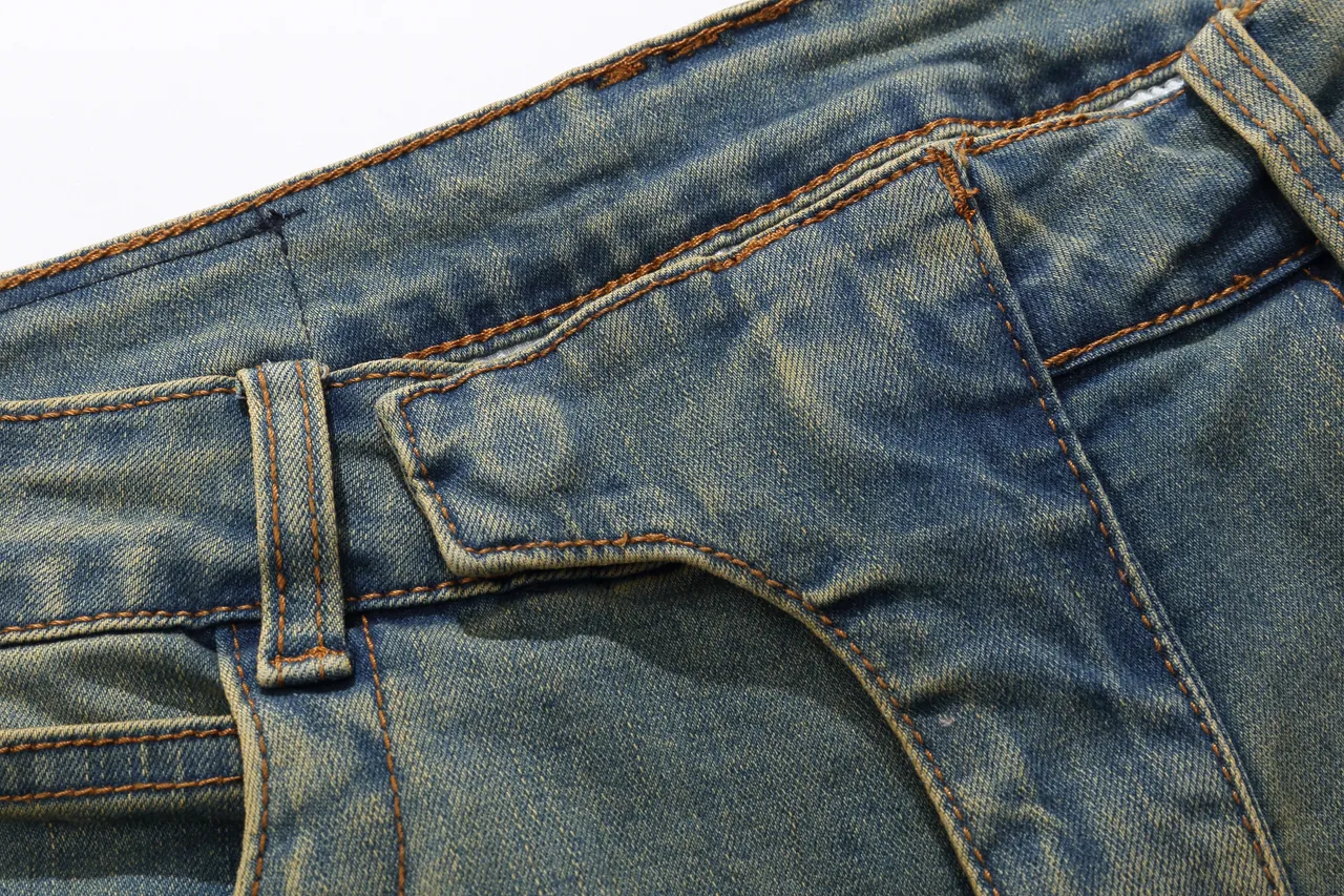 Balmain Bleu Beige usé lavage moyen denim à fermeture éclair poches avant shorts 10
