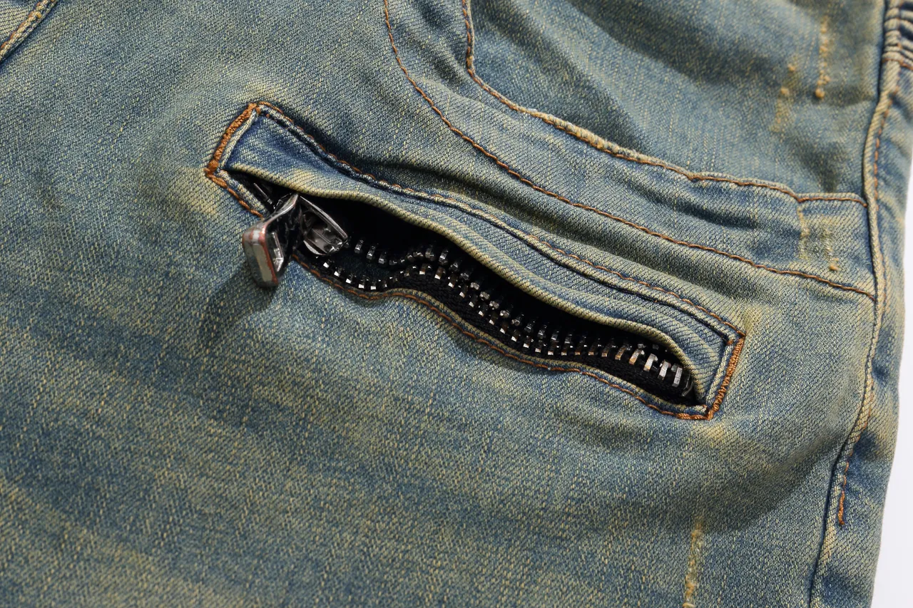 Balmain Bleu Beige usé lavage moyen denim à fermeture éclair poches avant shorts 12