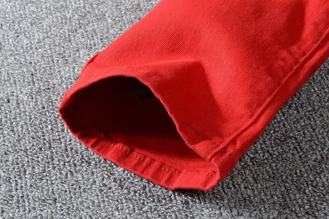 Balmain Moto-Style Red Zippered Pocket Pants 2