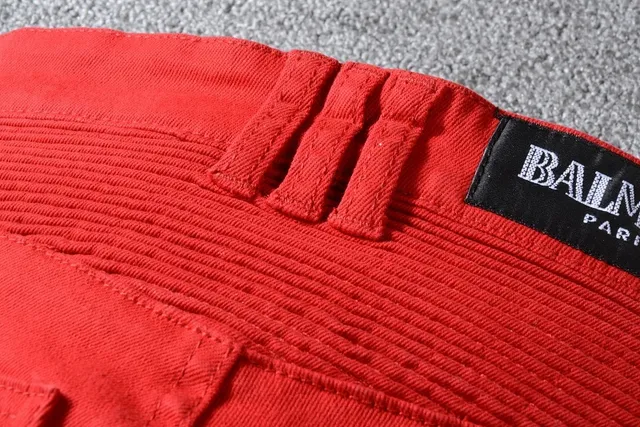 Balmain Moto-Style Red Zippered Pocket Pants 3