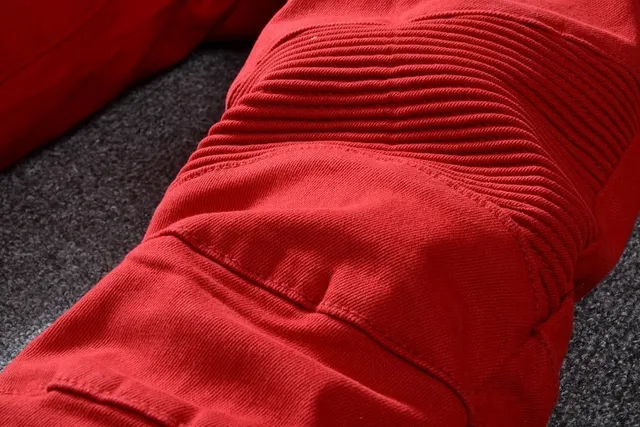 Balmain Moto-Style Red Zippered Pocket Pants 10