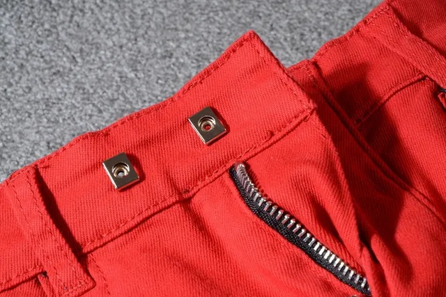 Balmain Moto-Style Red Zippered Pocket Pants 12