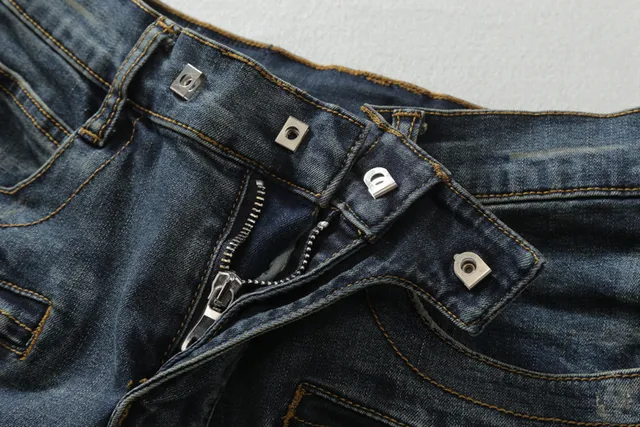 Balmain Pantalones Vaqueros de Mezclilla con Estilo de Motocicleta y Desgastados 3