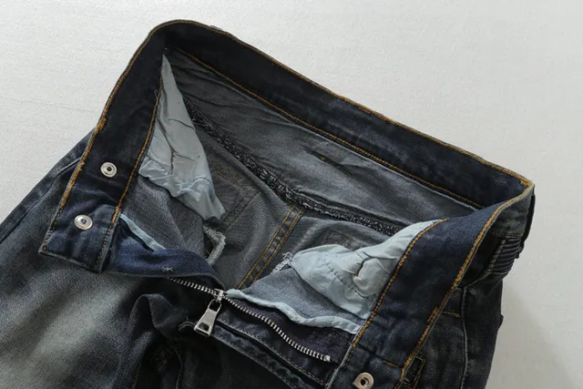 Balmain Pantalones Vaqueros de Mezclilla con Estilo de Motocicleta y Desgastados 13