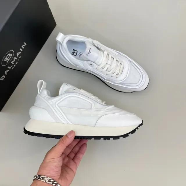 Balmain Track Trainer सफेद और काला लाइफस्टाइल स्नीकर्स 6