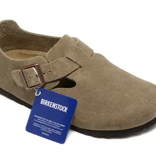 Birkenstock Arizona बेज ब्राउन सूड ऊपरी सिंगल बकल स्ट्रैप कासुअल जूते