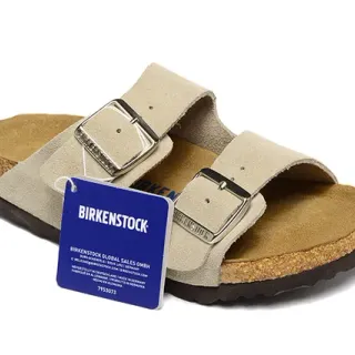 Birkenstock Arizona Beige Suede-Like Two-Strap कैजुअल सैंडल