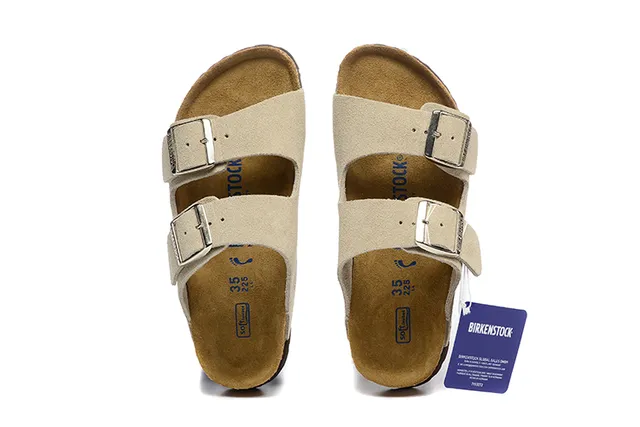 Birkenstock Arizona Beige Suede-Like Two-Strap कैजुअल सैंडल 2