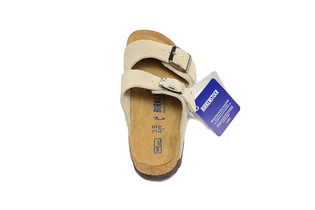 Birkenstock Arizona Beige Suede-Like Two-Strap कैजुअल सैंडल 4