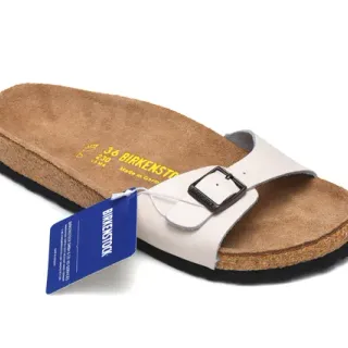 Birkenstock Arizona Off-White चमड़ा कैजुअल सैंडल्स