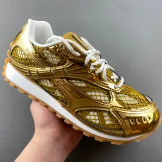 Bottega Veneta Andiamo Metallic Gold Mesh Lifestyle Sneakers