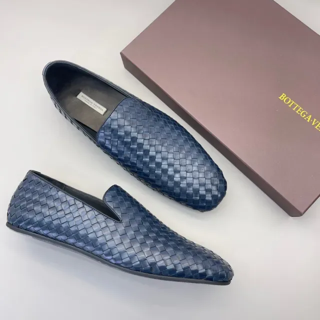 Bottega Veneta Andiamo Woven Intrecciato 海军蓝 乐福鞋 2