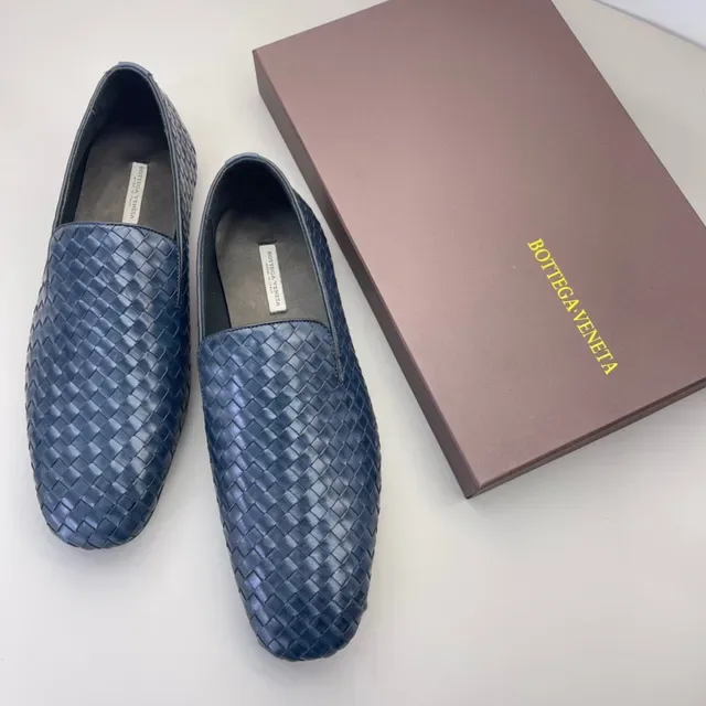Bottega Veneta Andiamo Woven Intrecciato 海军蓝 乐福鞋 4