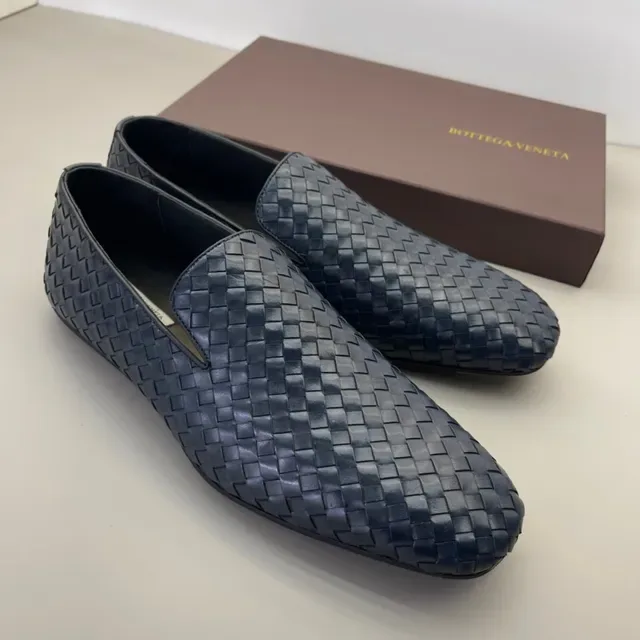 Bottega Veneta Andiamo Woven Intrecciato 海军蓝 乐福鞋 8