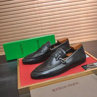Bottega Veneta Black Leather Buckle Strap Loafers