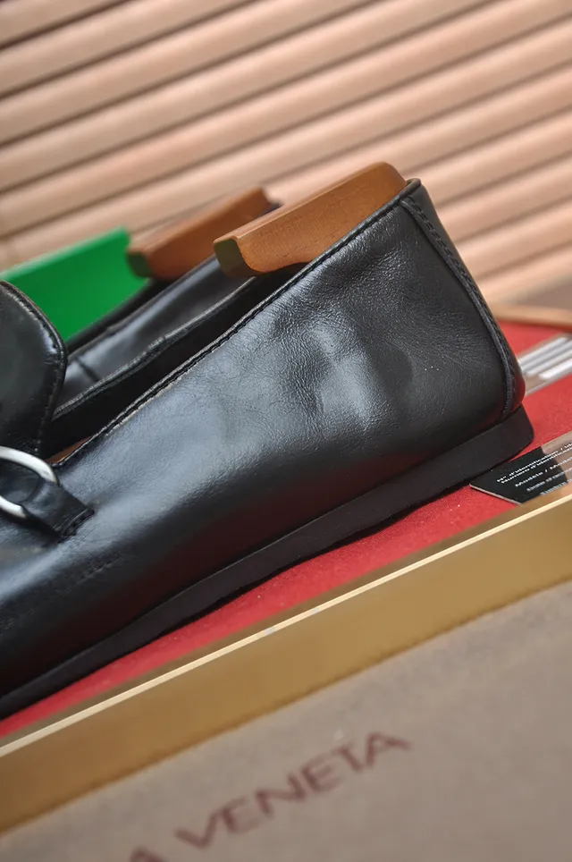 Bottega Veneta Black Leather Buckle Strap Loafers 2