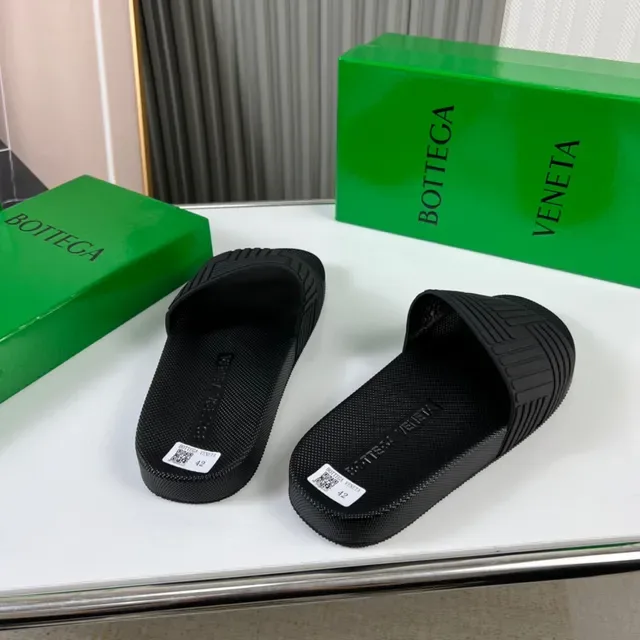 Bottega Veneta Black Ribbed Strap Slide Slippers 3