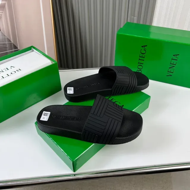 Bottega Veneta Black Ribbed Strap Slide Slippers 7